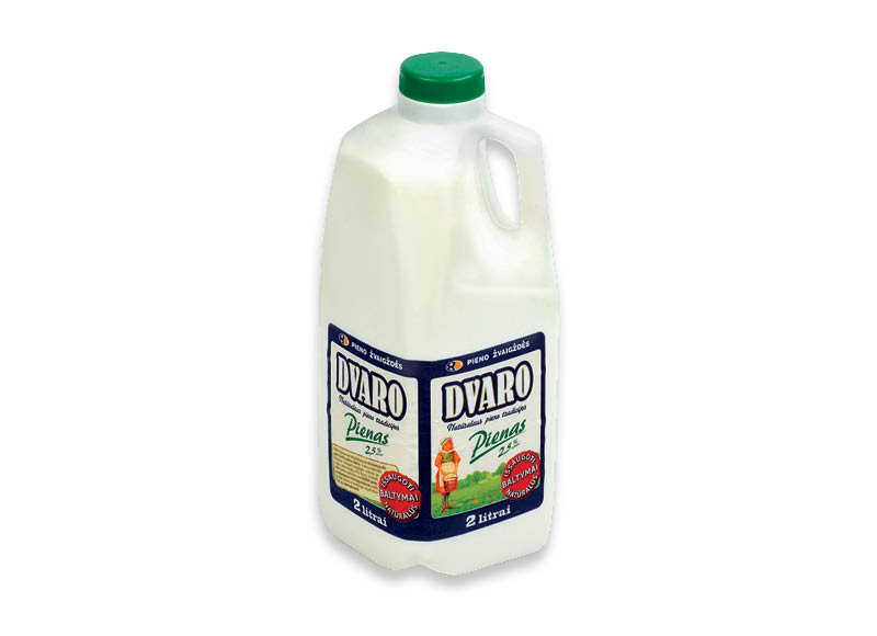 DVARO pienas
			, 
				 2 l, 2,5 % rieb., 1,25 Eur/l
