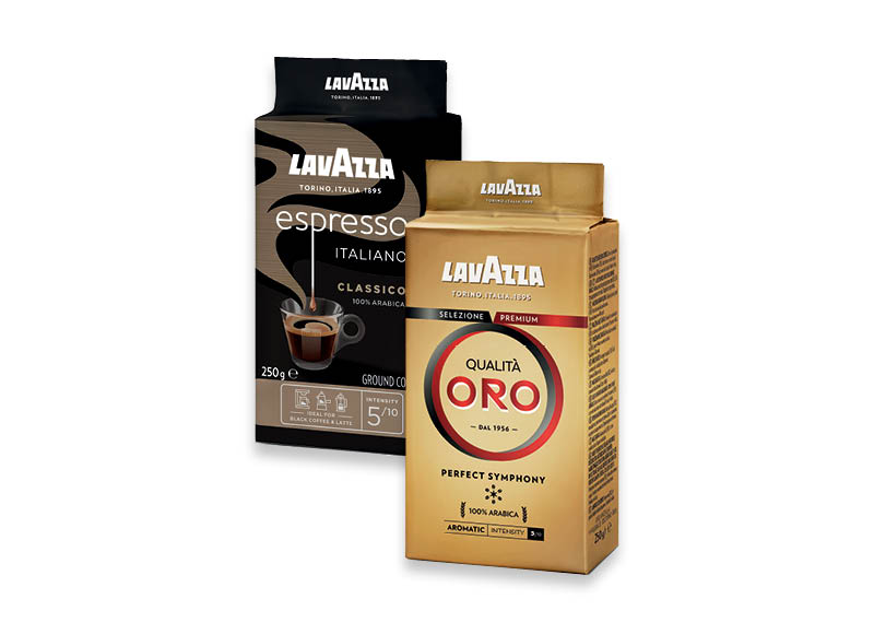 LAVAZZA malta kava QUALITA ORO ir ESPRESSO
,
250 g, 2 rūšių, 16,76 Eur/kg. A lygio parduotuvėse LAVAZZA malta kava QUALITA ORO ir ESPRESSO
,
250 g, 2 rūšių, 16,76 Eur/kg. A lygio parduotuvėse