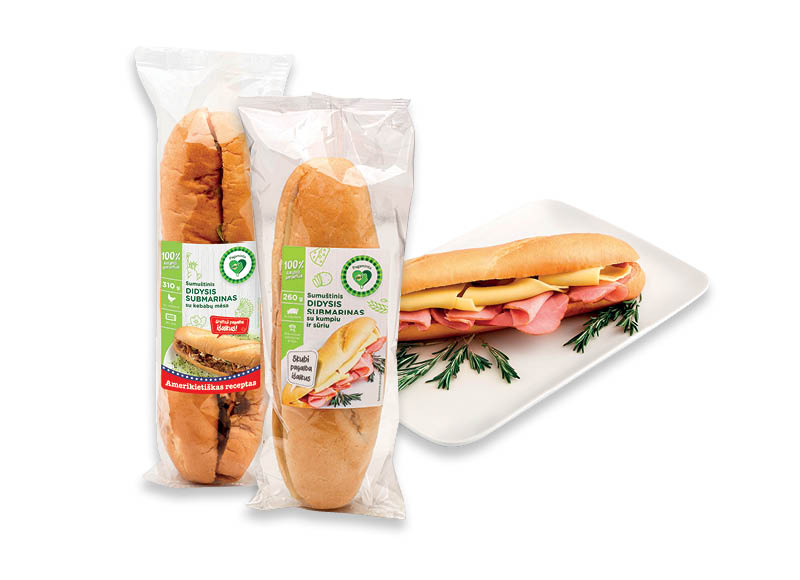 PAGAMINTA IKI didysis submarinas
			, 
				 260 g, 310 g, 2 rūšių. Ir IKI EXPRESS