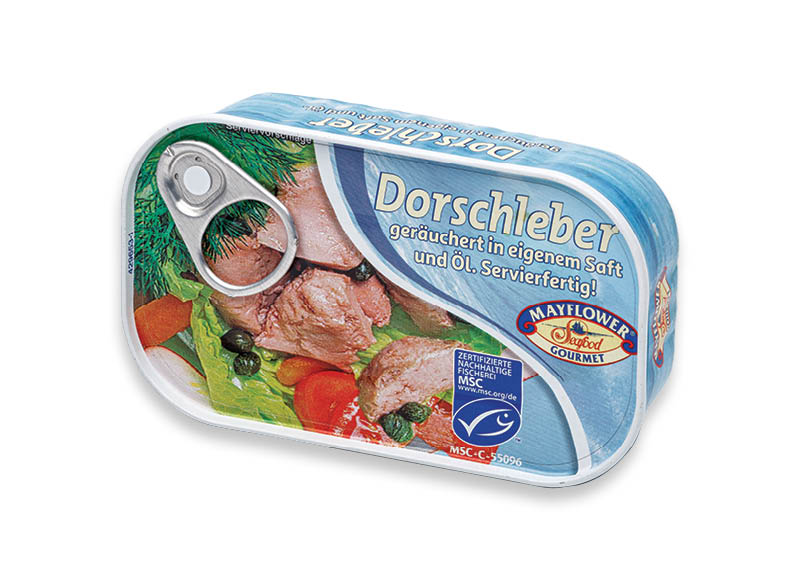 Rūkytos menkių kepenėlės MSC savo sultyse ir aliejuje
			, 
				 120 g, 12,42 Eur/kg