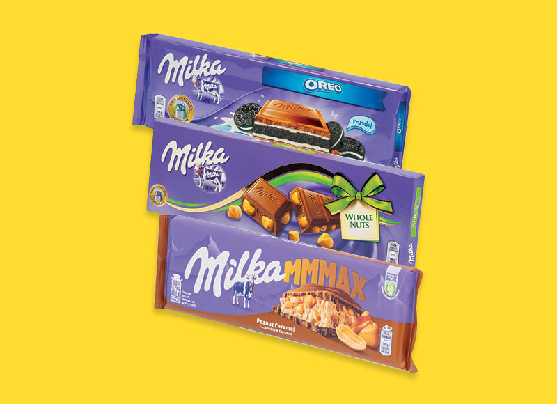 Šokolado plytelė MILKA
			, 
				 250 g, 276 g, 300 g. Įvairių rūšių