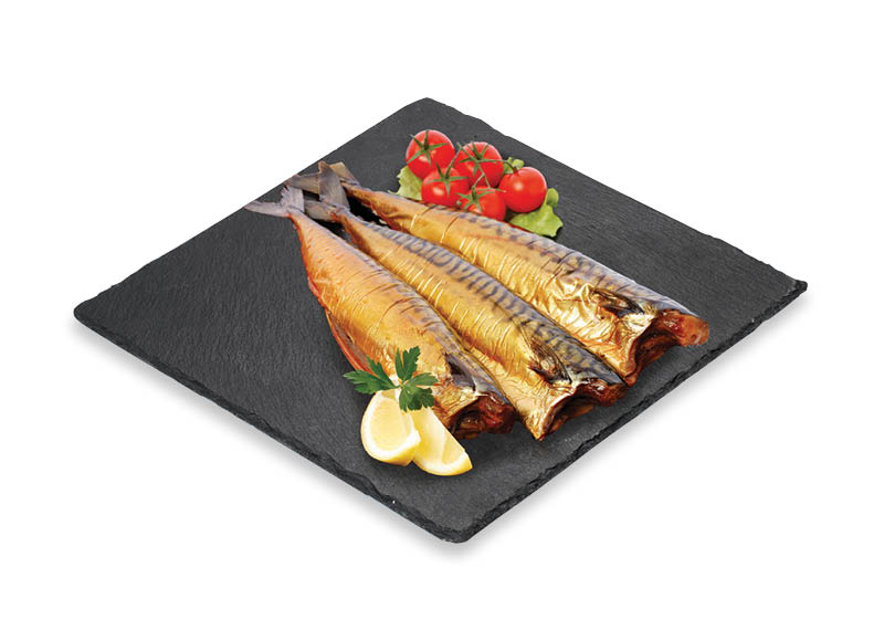 Karštai rūkytoms skrostoms atlantinėms skumbrėms be galvų
			, 
				 (sveriamoje vitrinoje) 1 kg, 2 rūšių. A lygio parduotuvėse