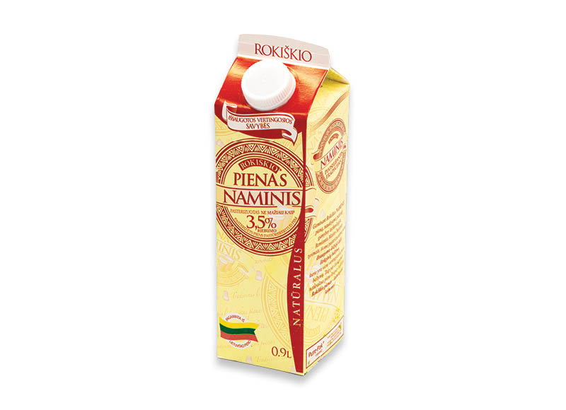 Natūralus ROKIŠKIO NAMINIS pienas
			, 
				 0,9 l, 3,5 % rieb., 1,32 Eur/l