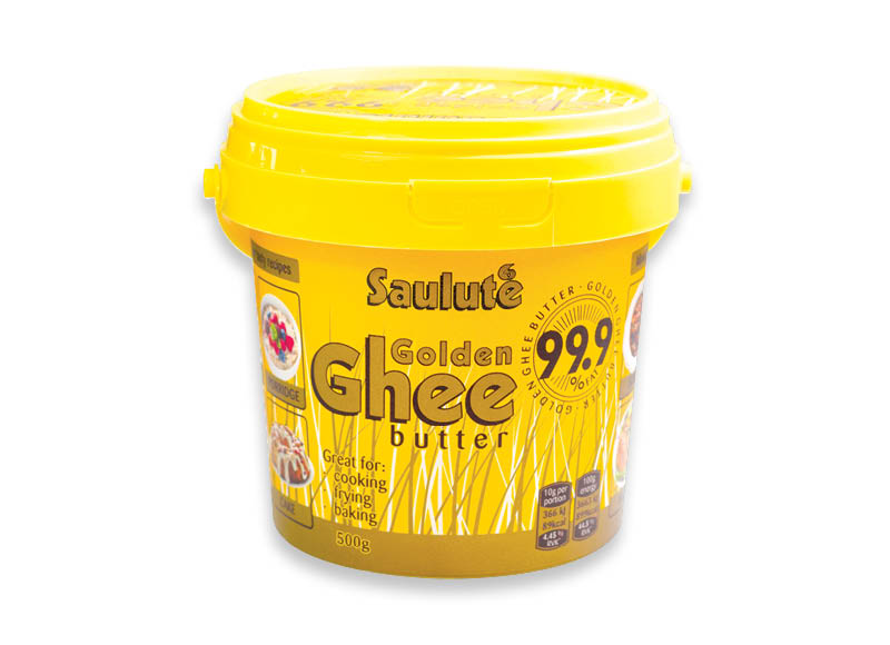 Lydytas sviestas SAULUTĖ GOLDEN GHEE
			, 
				 500 g, 99,9 % rieb., 15,98 Eur/kg. A lygio parduotuvėse