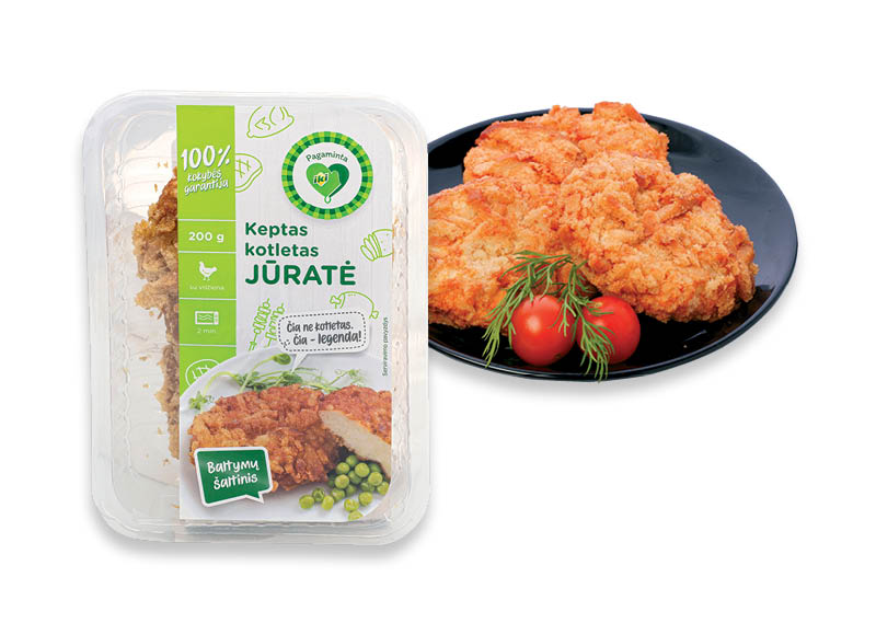 PAGAMINTA IKI keptas JŪRATĖS kotletas
			, 
				 200 g, 13,45 Eur/kg. Ir IKI EXPRESS