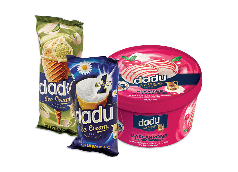 DADU valgomiesiems ledams
			, 
				 Įvairių rūšių. Ir IKI EXPRESS
