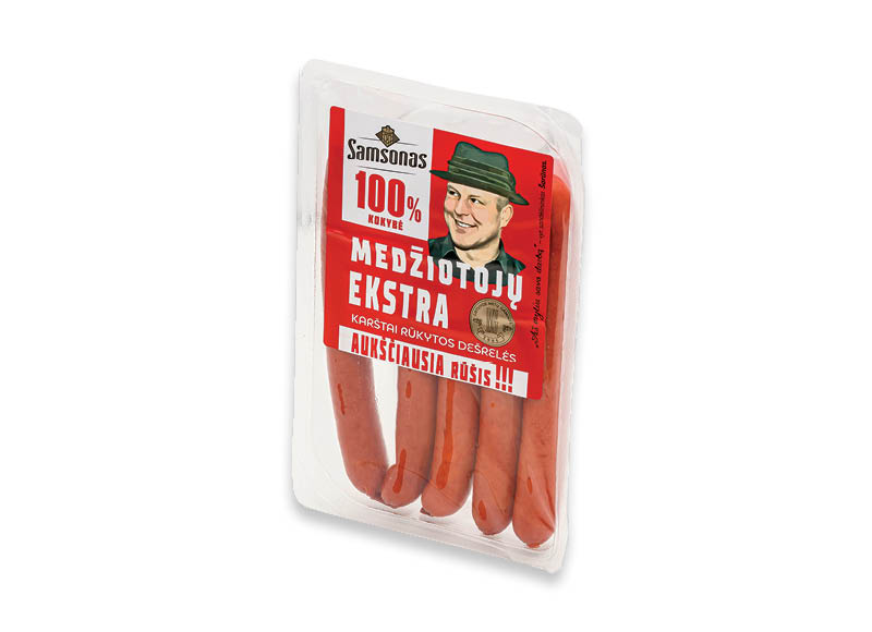 Karštai rūkytos SAMSONO MEDŽIOTOJŲ dešrelės EKSTRA
			, 
				 200 g, a. r., 11,45 Eur/kg. A lygio parduotuvėse