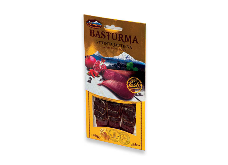 Vytintas gaminys BASTURMA griežinėliais
,
60 g, a. r., 83,17 Eur/kg. A lygio parduotuvėse Vytintas gaminys BASTURMA griežinėliais
,
60 g, a. r., 83,17 Eur/kg. A lygio parduotuvėse