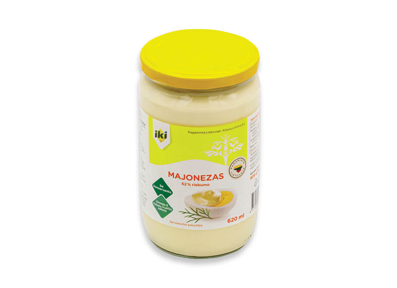 IKI majonezas be konservantų
,
620 ml, 62 % rieb., 3,85 Eur/l. A lygio parduotuvėse IKI majonezas be konservantų
,
620 ml, 62 % rieb., 3,85 Eur/l. A lygio parduotuvėse