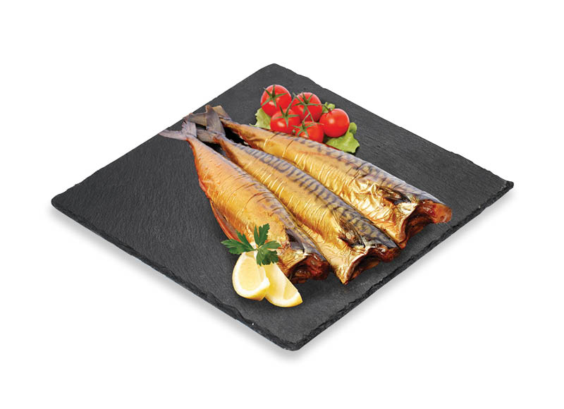Šaltai rūkytos skrostos atlantinės skumbrės be galvų, be uodegų
			, 
				 (sveriamoje vitrinoje) 1 kg. A lygio parduotuvėse