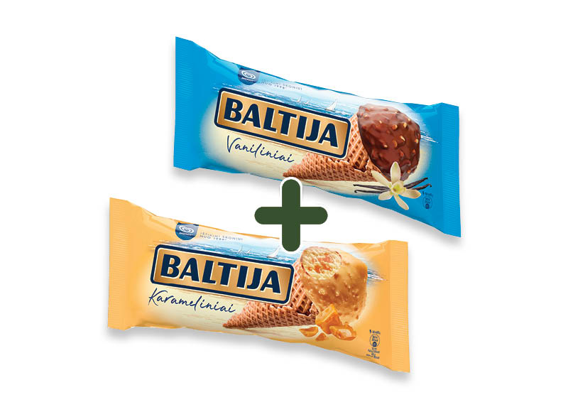 Valgomieji ledai BALTIJA vafliniame ragelyje
			, 
				 140 ml, 150 ml, 4 rūšių, 1,99 Eur/vnt.