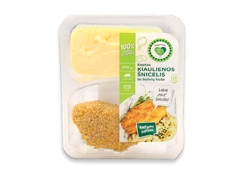 PAGAMINTA IKI keptas kiaulienos šnicelis su bulvių koše
			, 
				 310 g, 9,97 Eur/kg