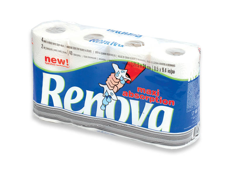Popieriniai rankšluosčiai RENOVA MAXI ABSORPTION
			, 
				 4 vnt., 0,37 Eur/vnt.