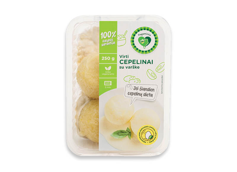 PAGAMINTA IKI virti cepelinai su varške
			, 
				 250 g, 11,16 Eur/kg. A lygio parduotuvėse
