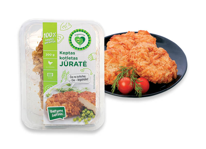 PAGAMINTA IKI keptas JŪRATĖS kotletas
			, 
				 200 g, 14,95 Eur/kg