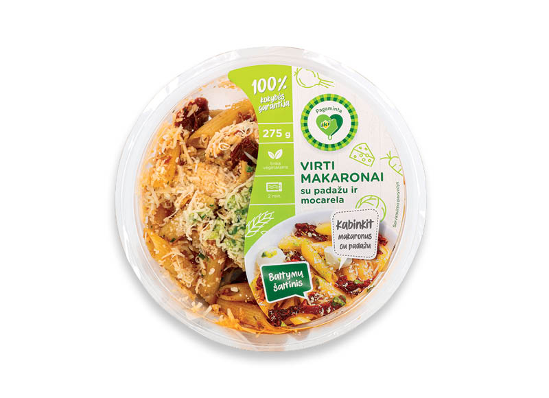 PAGAMINTA IKI virti makaronai su padažu ir mocarela sūriu
			, 
				 275 g, 10,87 Eur/kg