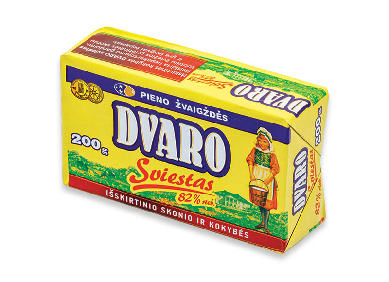 DVARO saldžios grietinėlės sviestas
			, 
				 200 g, 82 % rieb., 9,45 Eur/kg