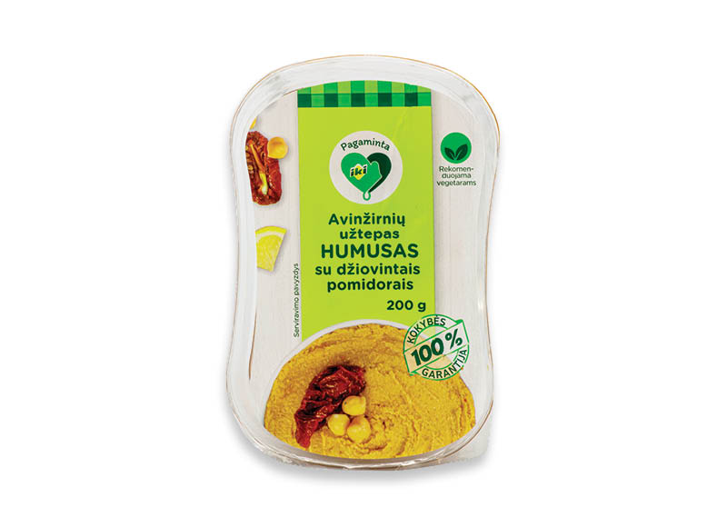 PAGAMINTA IKI avinžirnių užtepas HUMUSAS su saulėje džiovintais pomidorais
			, 
				 200 g, 10,95 Eur/kg. A lygio parduotuvėse
