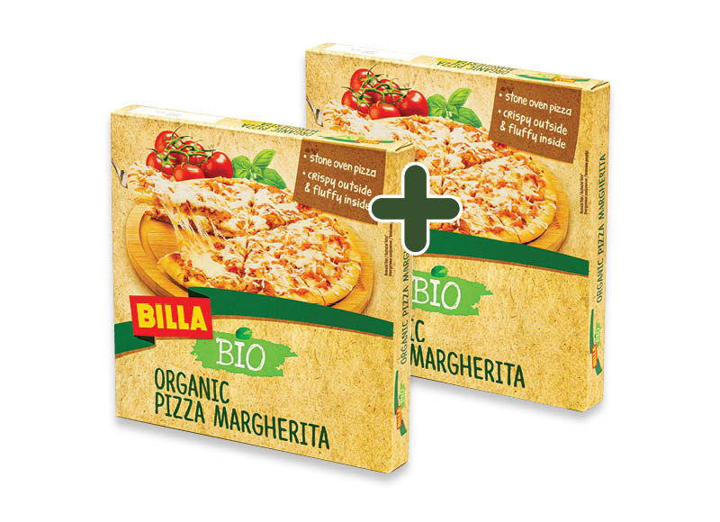 BILLA BIO šaldyta pica MARGARITA
			, 
				 335 g, 10,42 Eur/kg. A lygio parduotuvėse. Ir IKI EXPRESS