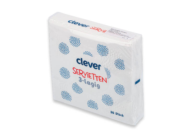 CLEVER stalo servetėlės
			, 
				 30 vnt., 5 spalvų, 0,03 Eur/vnt. A lygio parduotuvėse