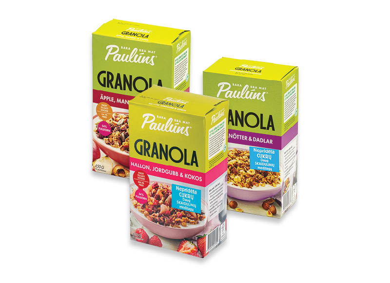Granola PAULUNS
			, 
				 450 g, 4 rūšių, 11,09 Eur/kg. A lygio parduotuvėse