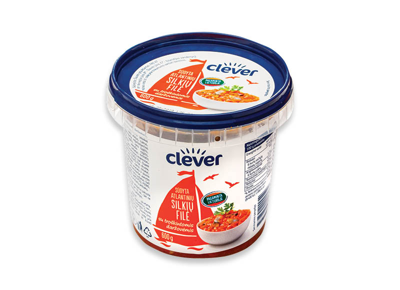 CLEVER sūdyta silkių filė su troškintomis daržovėmis
			, 
				 600 g, 2,98 Eur/kg