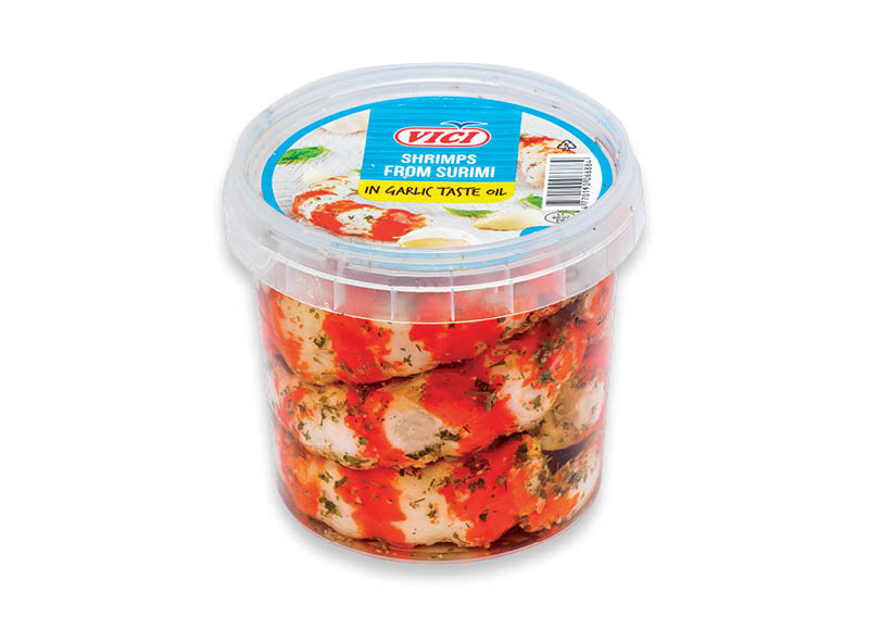 Didžiosios surimio krevetės česnakiniame aliejuje
			, 
				 320 g, 8,72 Eur/kg. A lygio parduotuvėse