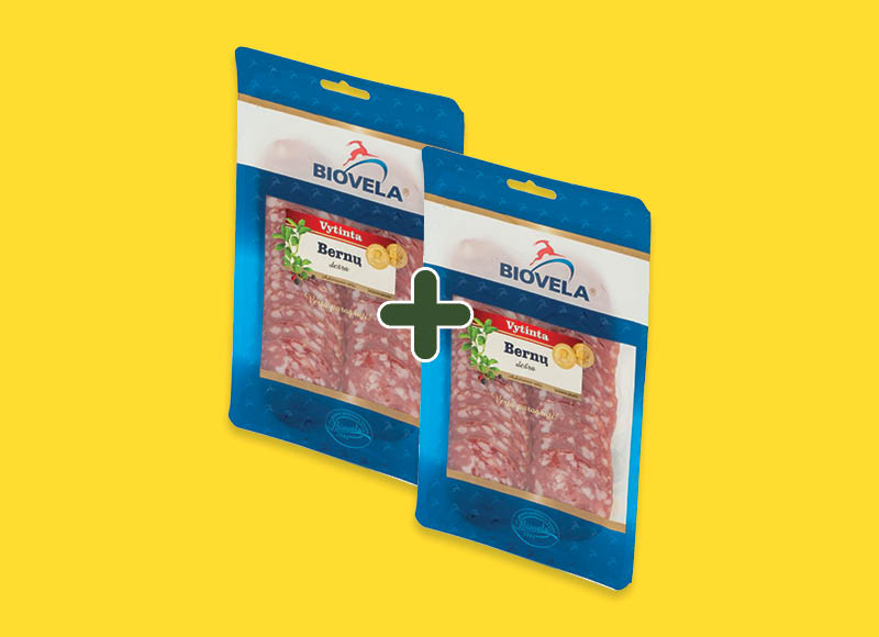 Vytinta BERNŲ dešra griežinėliais
			, 
				 90 g, a. r., 2,99 Eur/vnt. Ir IKI EXPRESS