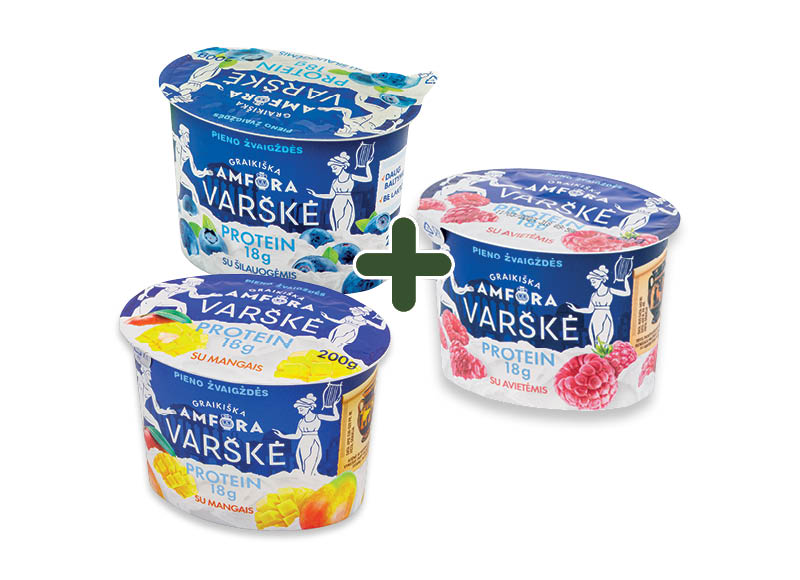 Varškė GRAIKIŠKA AMFORA PROTEIN
			, 
				 200 g, 4 rūšių 1,55 Eur/vnt. Ir IKI EXPRESS