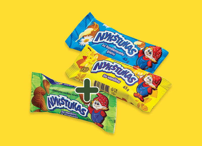 Glaisyti varškės sūreliai NYKŠTUKAS
			, 
				 45 g, 5 rūšių, 0,59 Eur/vnt. Ir IKI EXPRESS