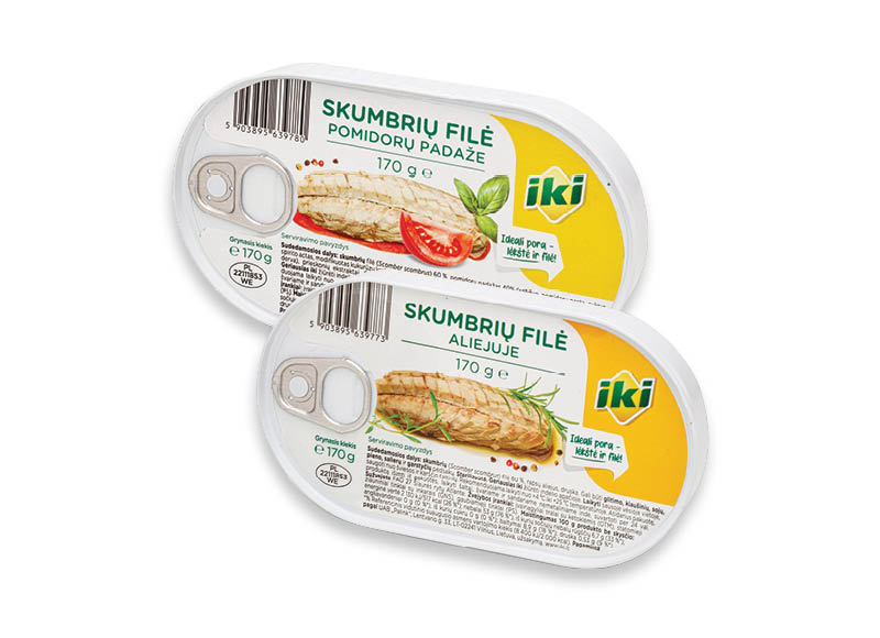 IKI skumbrių filė aliejuje
,
170 g, 2 rūšių, 7,59 Eur/kg. A lygio parduotuvėse IKI skumbrių filė aliejuje
,
170 g, 2 rūšių, 7,59 Eur/kg. A lygio parduotuvėse
