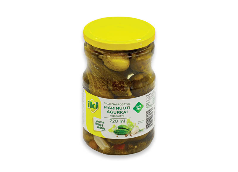 IKI saldžiarūgščiai marinuoti agurkai
			, 
				 680 g, 1,75 Eur/kg