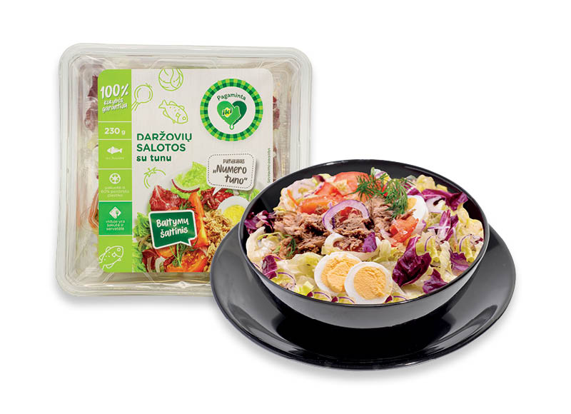 PAGAMINTA IKI daržovių salotos su tunu
			, 
				 230 g, 12,13 Eur/kg. A lygio parduotuvėse