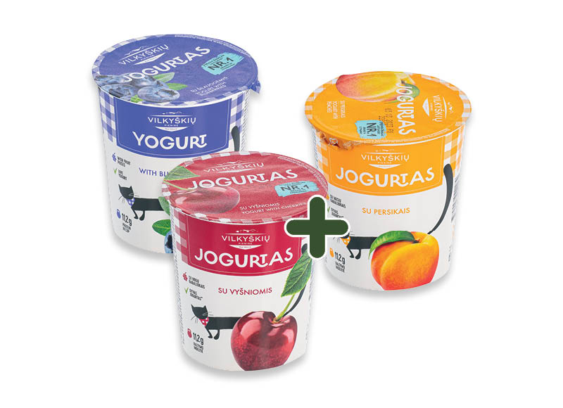 VILKYŠKIŲ jogurtas
,
350 g, 4 rūšių, 1,45 Eur/vnt. VILKYŠKIŲ jogurtas
,
350 g, 4 rūšių, 1,45 Eur/vnt.