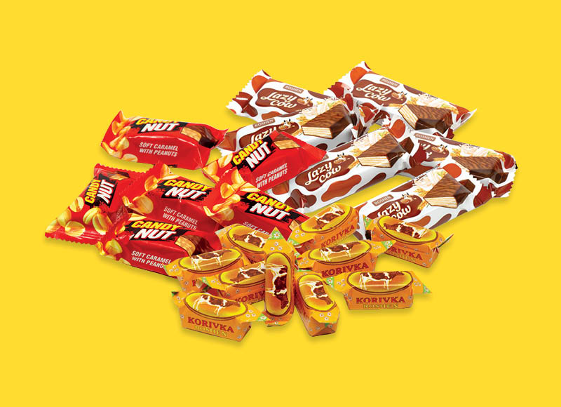 ROSHEN sveriamiems saldainiams
			, 
				 1 kg, 9 rūšių. A lygio parduotuvėse