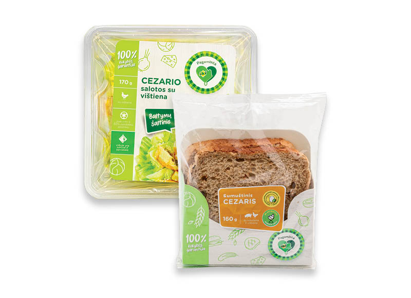 PAGAMINTA IKI sumuštiniui ir salotoms CEZARIO
			, 
				 160 g, 170 g, 2 rūšių. Ir IKI EXPRESS