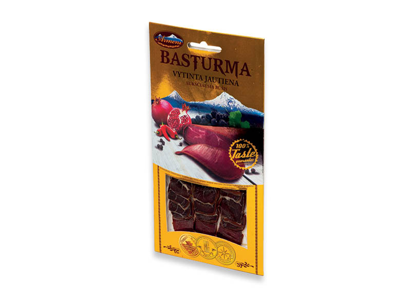 Vytinta basturma
			, 
				 60 g, a. r., 83,17 Eur/kg. A lygio parduotuvėse