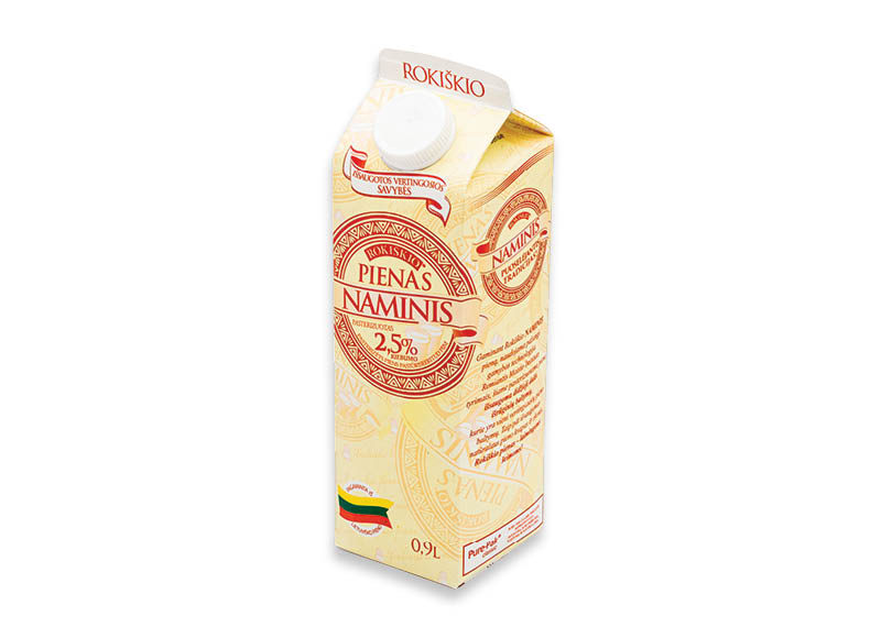 ROKIŠKIO NAMINIS pienas
			, 
				 0,9 l, 2,5 % rieb., 1,32 Eur/l