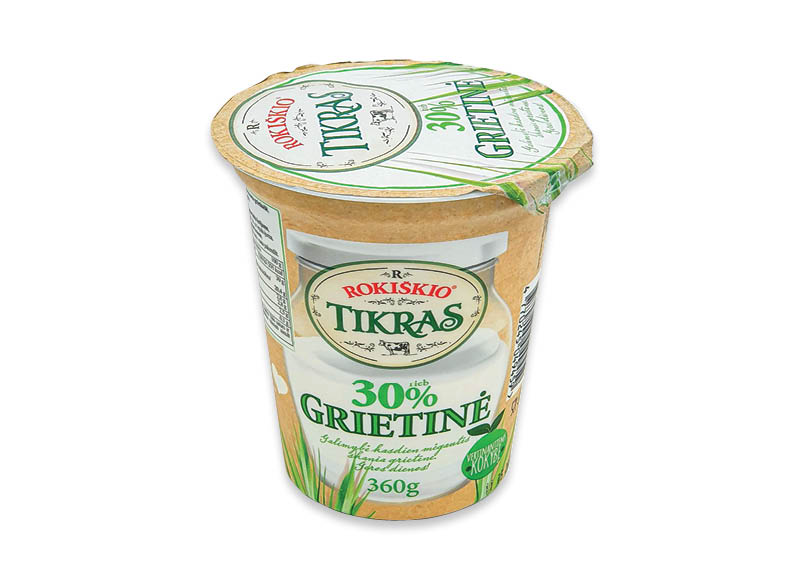 ROKIŠKIO grietinė TIKRAS
			, 
				 360 g, 30 % rieb., 4,86 Eur/kg