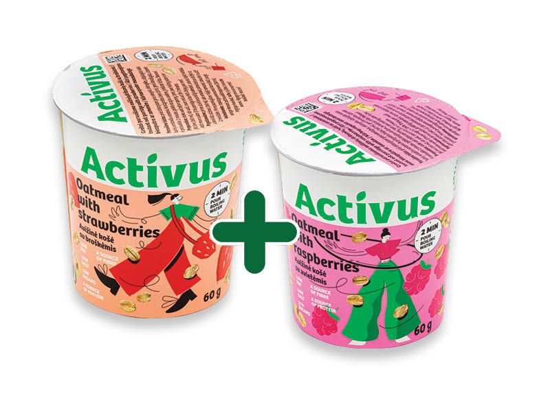 Košės su obuoliais ir uogomis ACTIVUS
			, 
				 60 g, 4 rūšių 1,09 Eur/vnt.