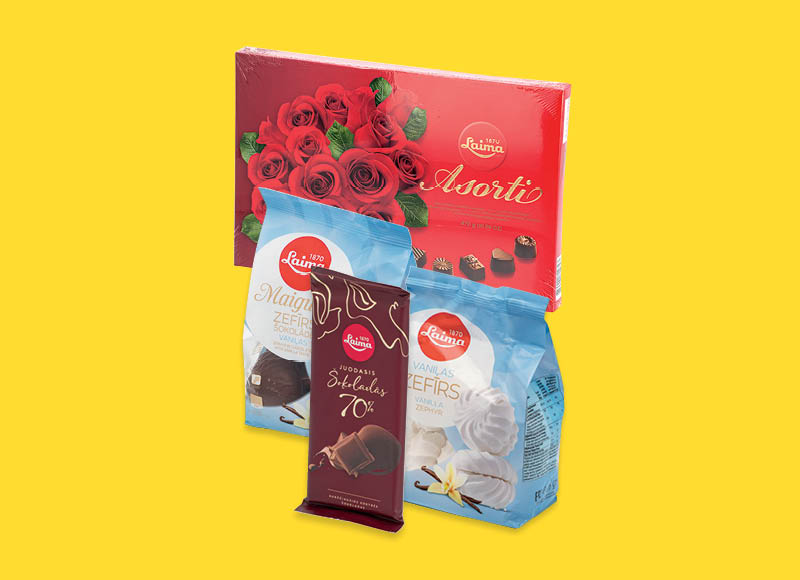 Produkcijai LAIMA
			, 
				 Įvairių rūšių. Ir IKI EXPRESS
