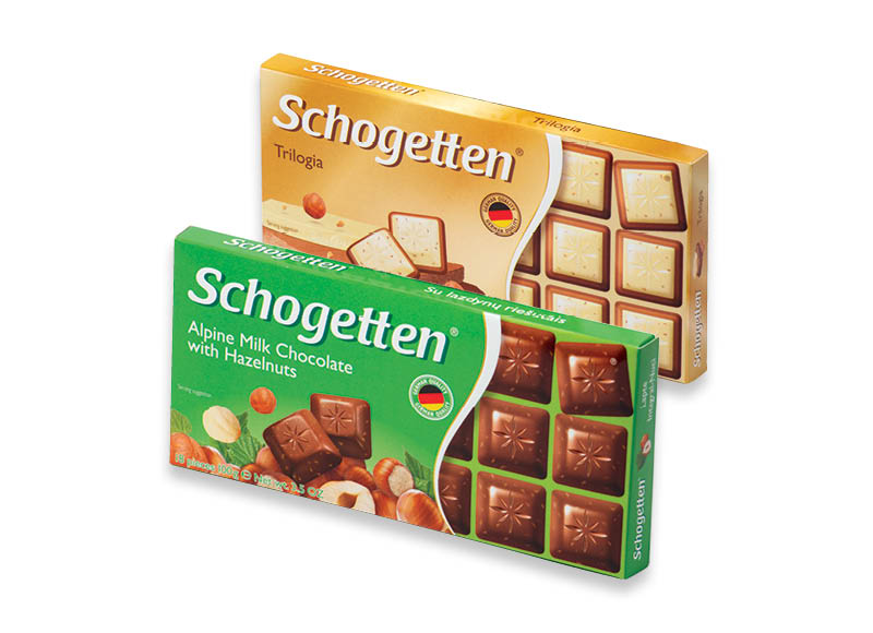 Šokolado plytelė SCHOGETTEN
,
100 g, 5 rūšių, 11,90 Eur/kg Šokolado plytelė SCHOGETTEN
,
100 g, 5 rūšių, 11,90 Eur/kg