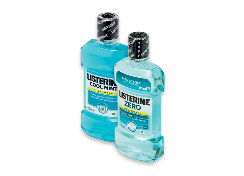 Burnos skalavimo skystis LISTERIN ZERO, CLEAN & FRESH ir COOL MINT
			, 
				 500 ml, 3 rūšių, 8,38 Eur/l