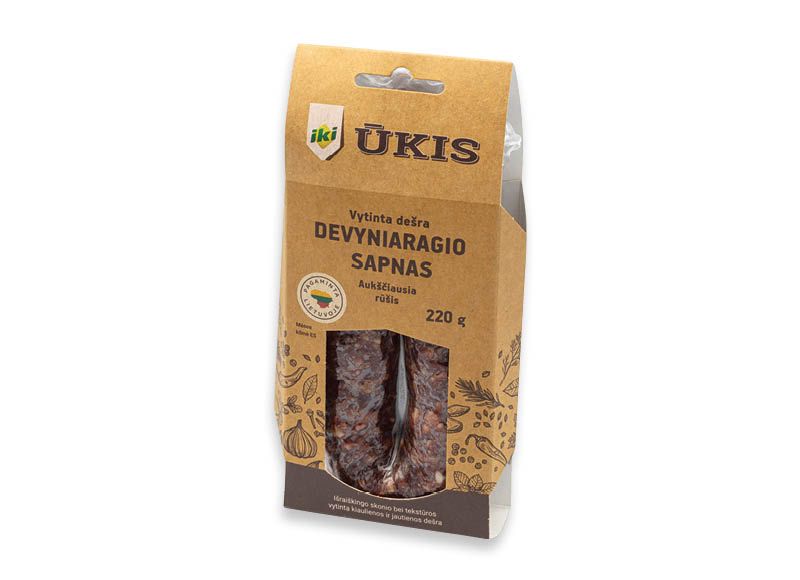 IKI ŪKIS vytinta dešra DEVYNIARAGIO SAPNAS
,
220 g, 20,41 Eur/kg. A lygio parduotuvėse IKI ŪKIS vytinta dešra DEVYNIARAGIO SAPNAS
,
220 g, 20,41 Eur/kg. A lygio parduotuvėse