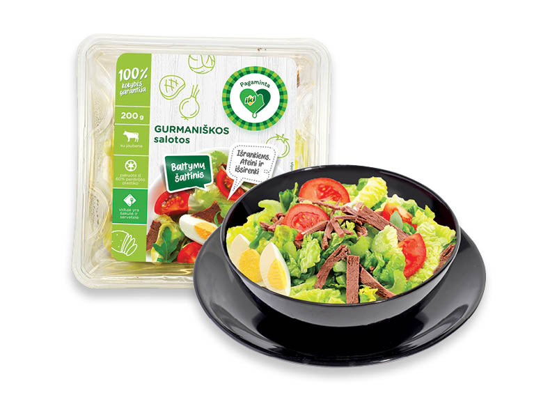 PAGAMINTA IKI GURMANIŠKOS salotos
			, 
				 200 g, 14,45 Eur/kg. A lygio parduotuvėse. Ir IKI EXPRESS