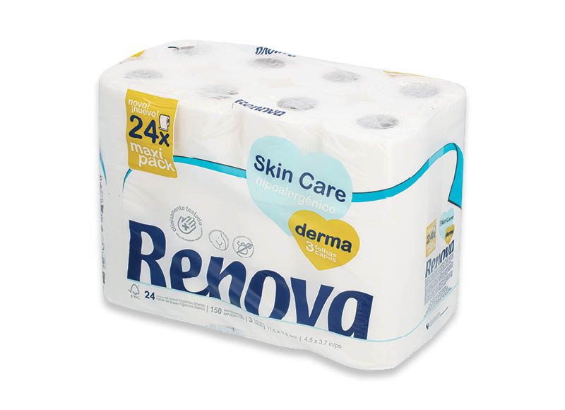 Tualetinis popierius RENOVA SKIN CARE DERMA
			, 
				 24 vnt., 3 sl., 0,33 Eur/vnt.