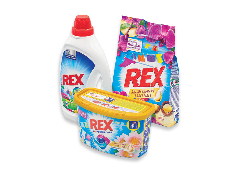 Skalbimo priemonės REX
			, 
				 5 rūšių. A lygio parduotuvėse