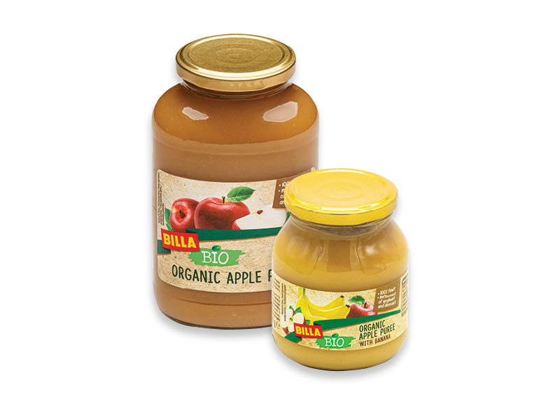 BILLA BIO obuolių tyrėms
			, 
				 360 g, 700 g, 3 rūšių. A lygio parduotuvėse. Ir IKI EXPRESS