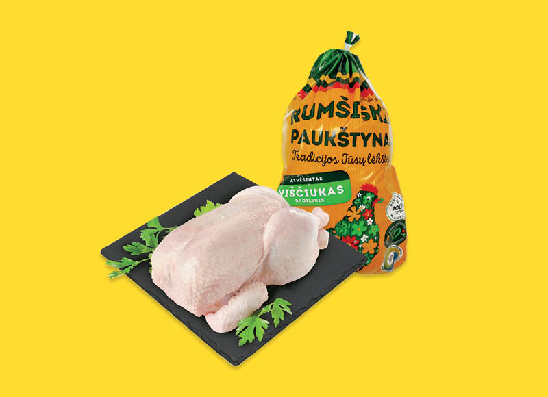 RUMŠIŠKIŲ PAUKŠTYNO viščiukas broileris
			, 
				 (užauginta be antibiotikų) 1 kg. Ir IKI EXPRESS