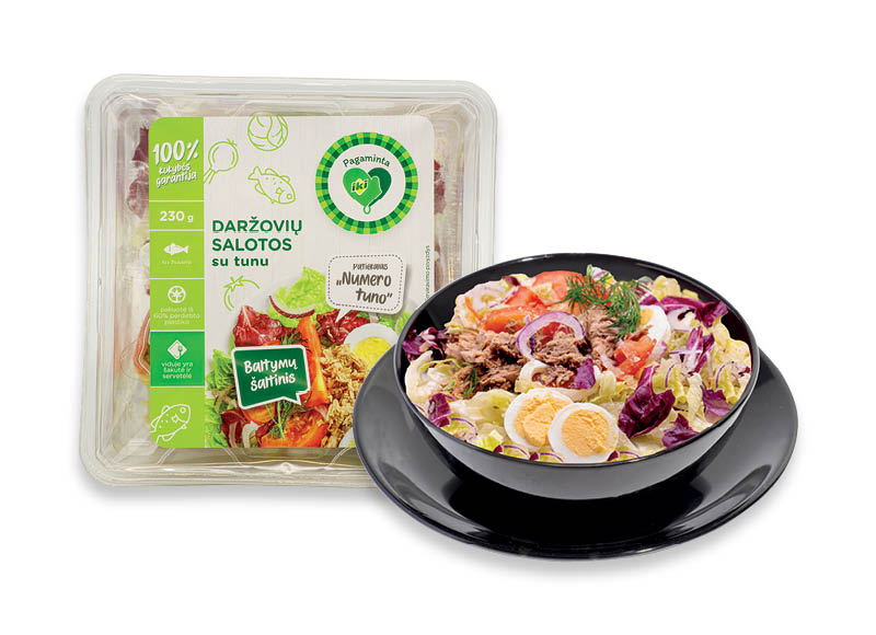 PAGAMINTA IKI daržovių salotos su tunu
			, 
				 230 g, 12,13 Eur/kg. A lygio parduotuvėse. Ir IKI EXPRESS